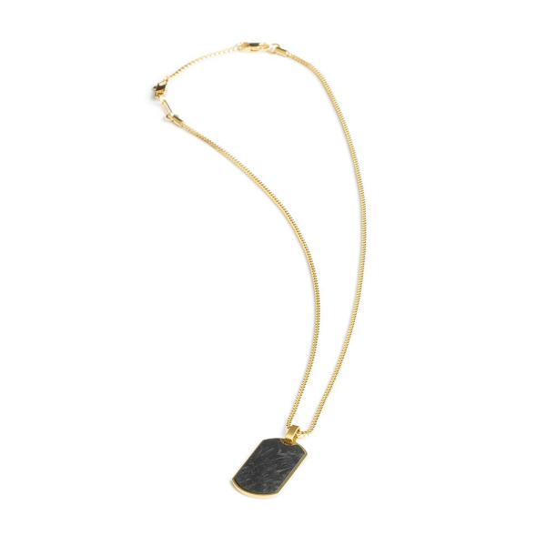 2 mm vergoldete Fuchsschwanz-Halskette mit Anhänger aus geschmiedetem Karbon - Bellum Gold